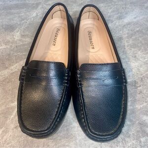 Beauseen women's black penny loafers, driving shoe, size 7